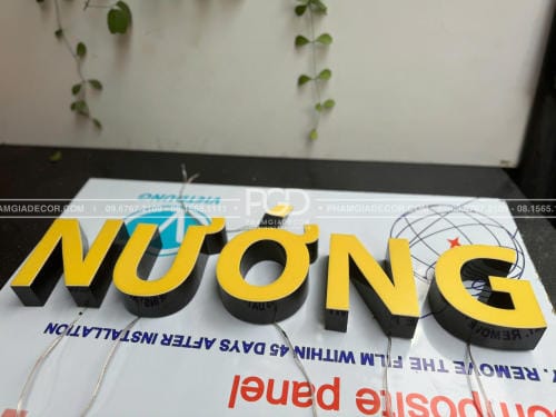 Gia Công Chữ Nhôm Không Gờ 14 chữ nhôm không gờ mặt mica