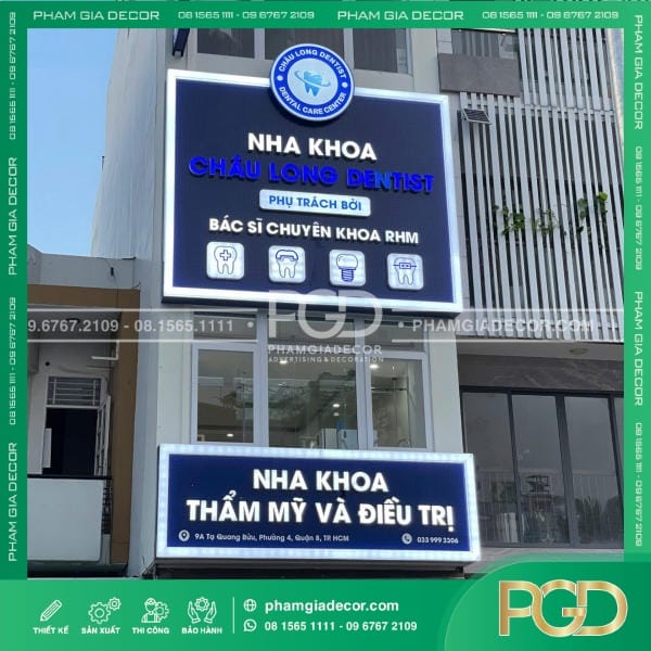 bảng hiệu chữ nổi mica led âm đèn