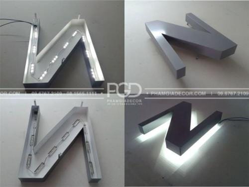 Gia Công Chữ Nhôm Có Gờ Không Gờ GIÁ RẺ LẤY NGAY! BẢNG GIÁ! 2 Chữ nhôm nổi bảng hiệu có đèn