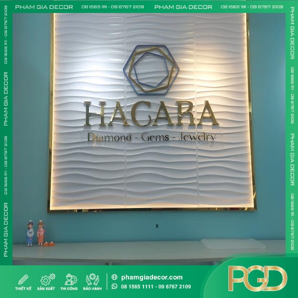làm bảng hiệu chữ nổi có led đá quý hacara