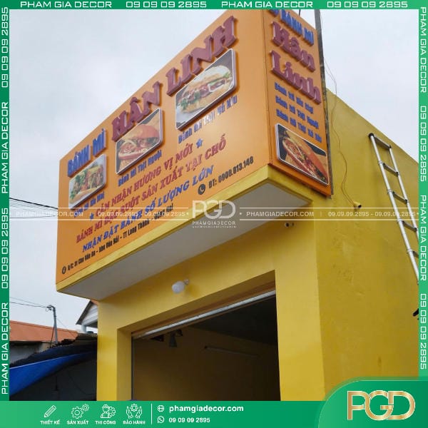 Bảng Hiệu ALU Bánh Mì Hân Linh Chữ Nổi Mica Hông Formex Logo Decal 17 làm bảng hiệu alu bánh mì