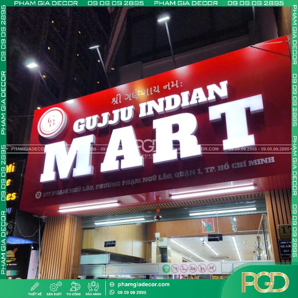 Làm Bảng Hiệu Alu Quán Ăn Ấn Độ Guju Indian Mart 23 làm bảng hiệu alu chữ nổi có đèn