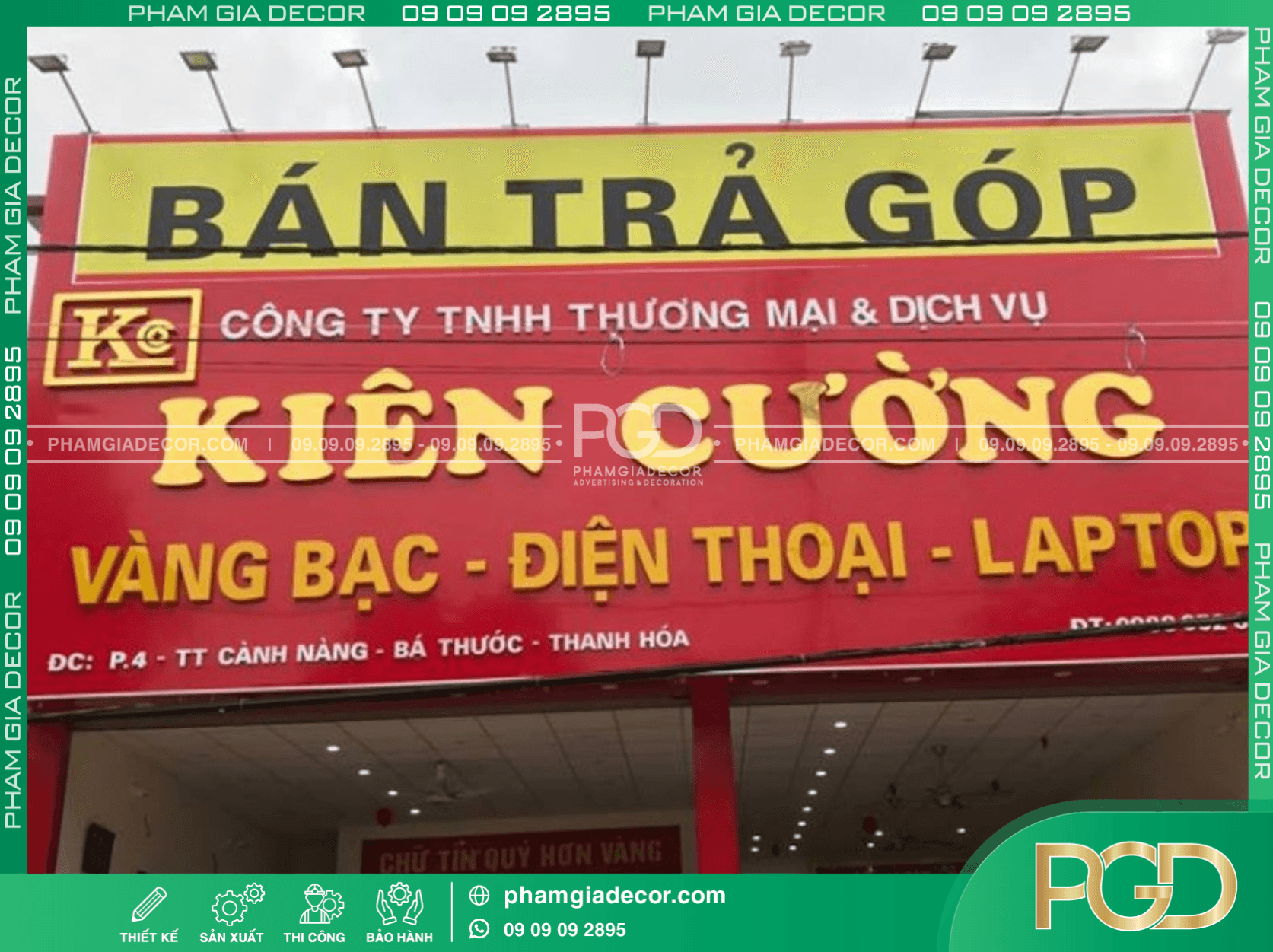 30+ Mẫu Bảng Hiệu Nền Đỏ Chữ Vàng Cho Mọi Ngành Nghề 6 Bảng hiệu alu ốp nền đỏ kết hợp chữ nổi vàng, bề mặt phẳng bền đẹp