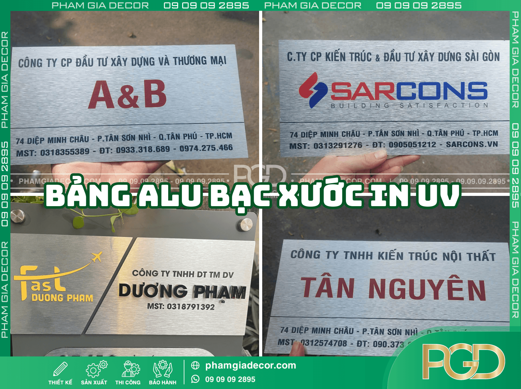 Top 10+ Mẫu Bảng Hiệu Công Ty Đẹp - Đa Dạng Mẫu Mã 10 Chất liệu Alu bạc xước in UV rất được nhiều chủ doanh nghiệp yêu thích