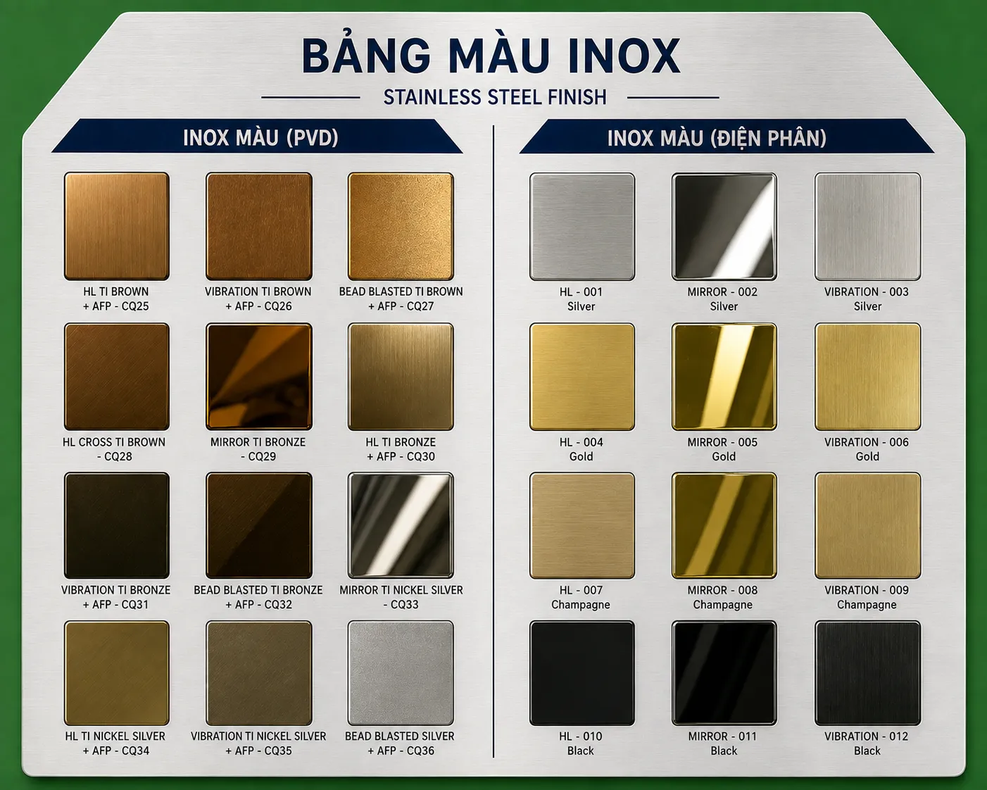 Chất liệu inox quảng cáo