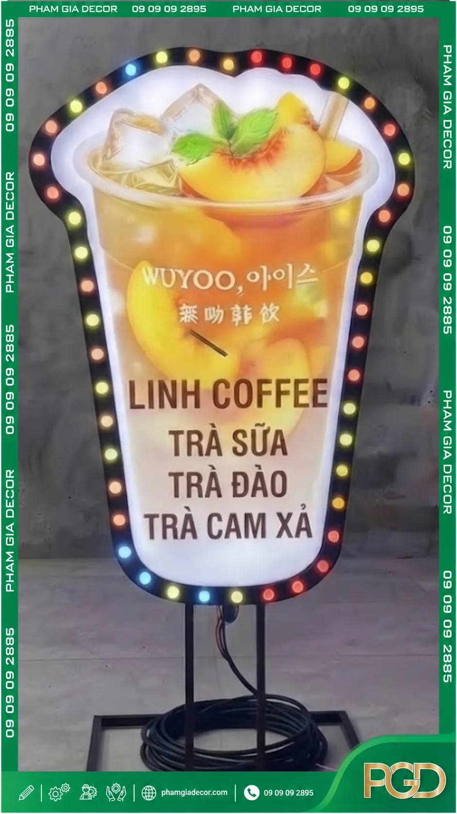 Hộp đèn ly trà đào