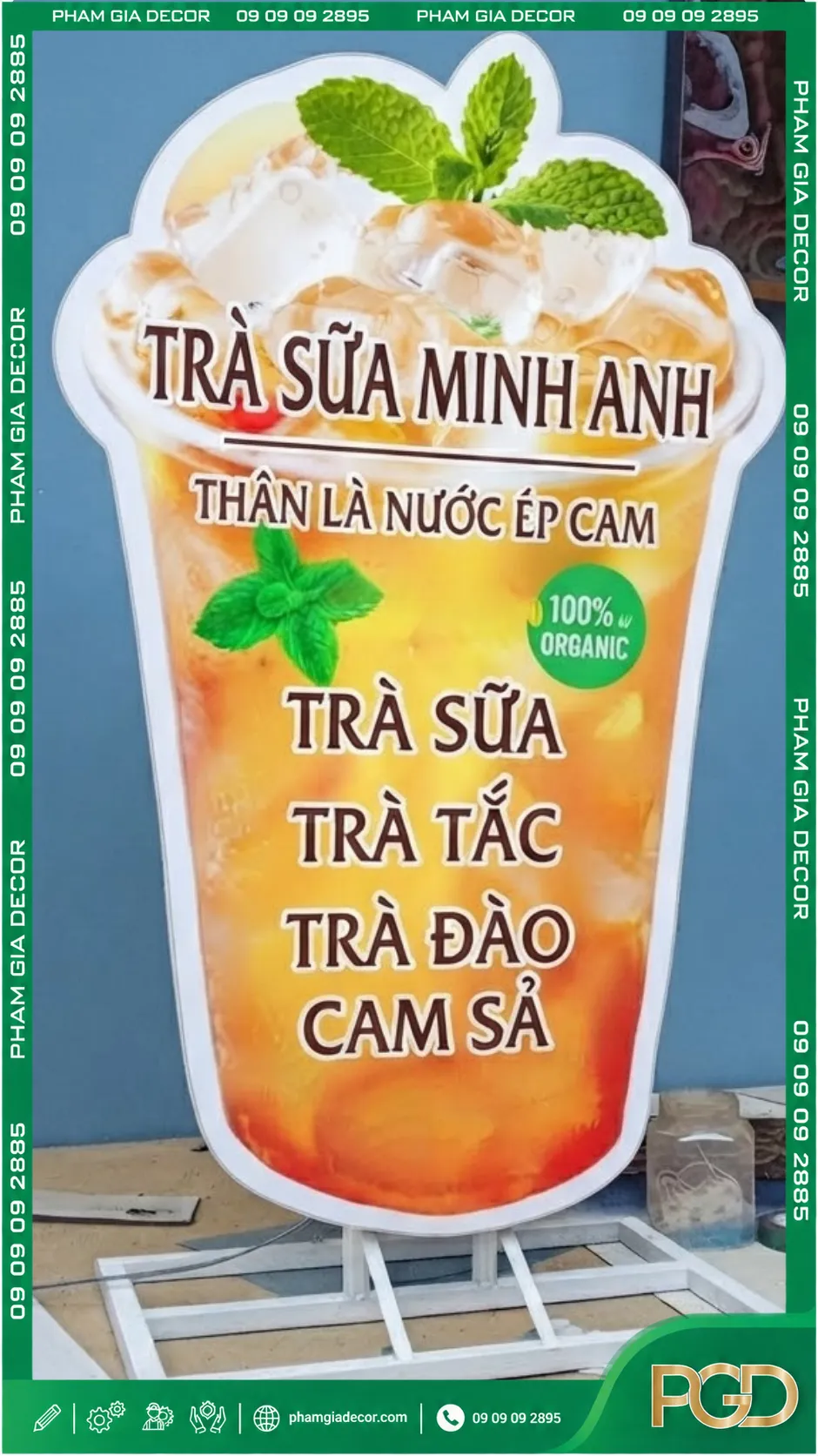 Hộp đèn ly trà đào