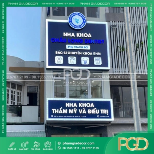 Bảng Hiệu Alu Chữ Nổi Mica Âm Led Sáng Mặt Nha Khoa Long Châu thumb