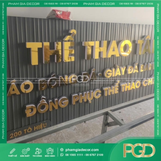 Bảng Hiệu Tole Sóng Chữ Nổi Alu Vàng Gương Cửa Hàng thumb