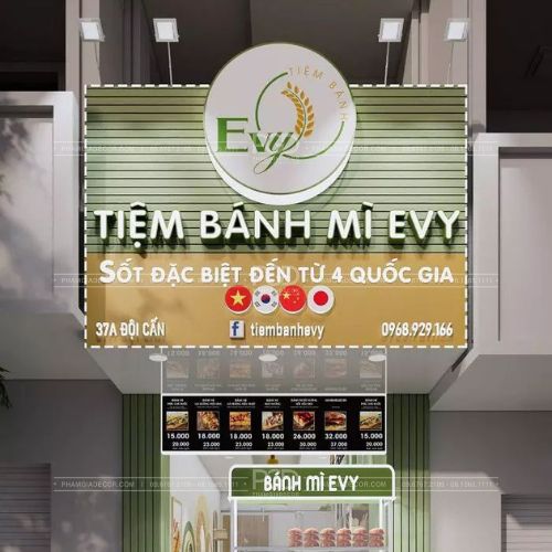 bảng hiệu hiện đại tiệm bánh mì