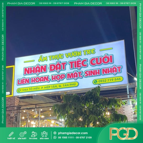 Hộp Đèn Bạt Vườn Tre Điểm Nhấn Quảng Cáo Xanh Mát Thân Thiện Thương Hiệu