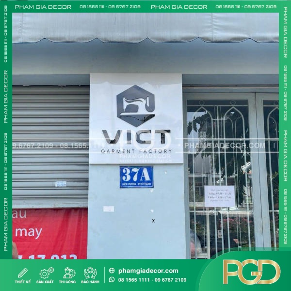 Logo Công Ty Mica Cắt Dán Khoét Lọng Thiết Kế Đặc Biệt Của Công Ty Vict