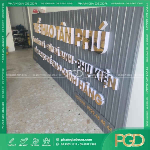 Bảng Hiệu Tole Sóng Chữ Nổi Alu Vàng Gương Cửa Hàng